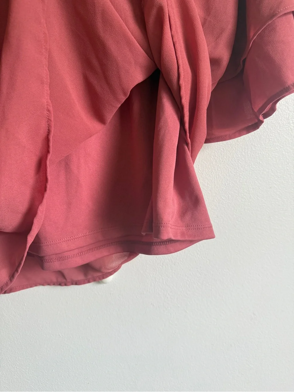 Monteau Ruffled Neck Tiered-Sleeve Blouse - Rose - Picture 6 of 7